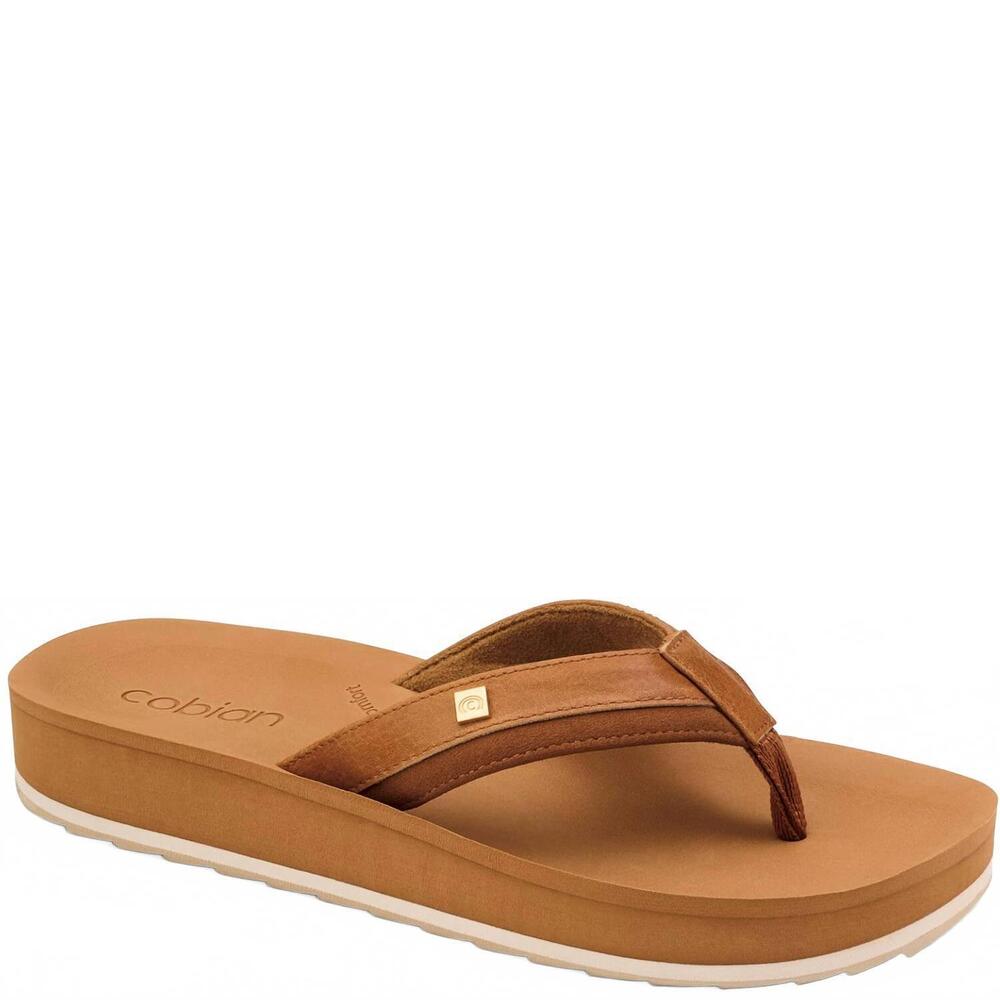 NEW COBIAN women's reya rise flip-flop sandals in tan